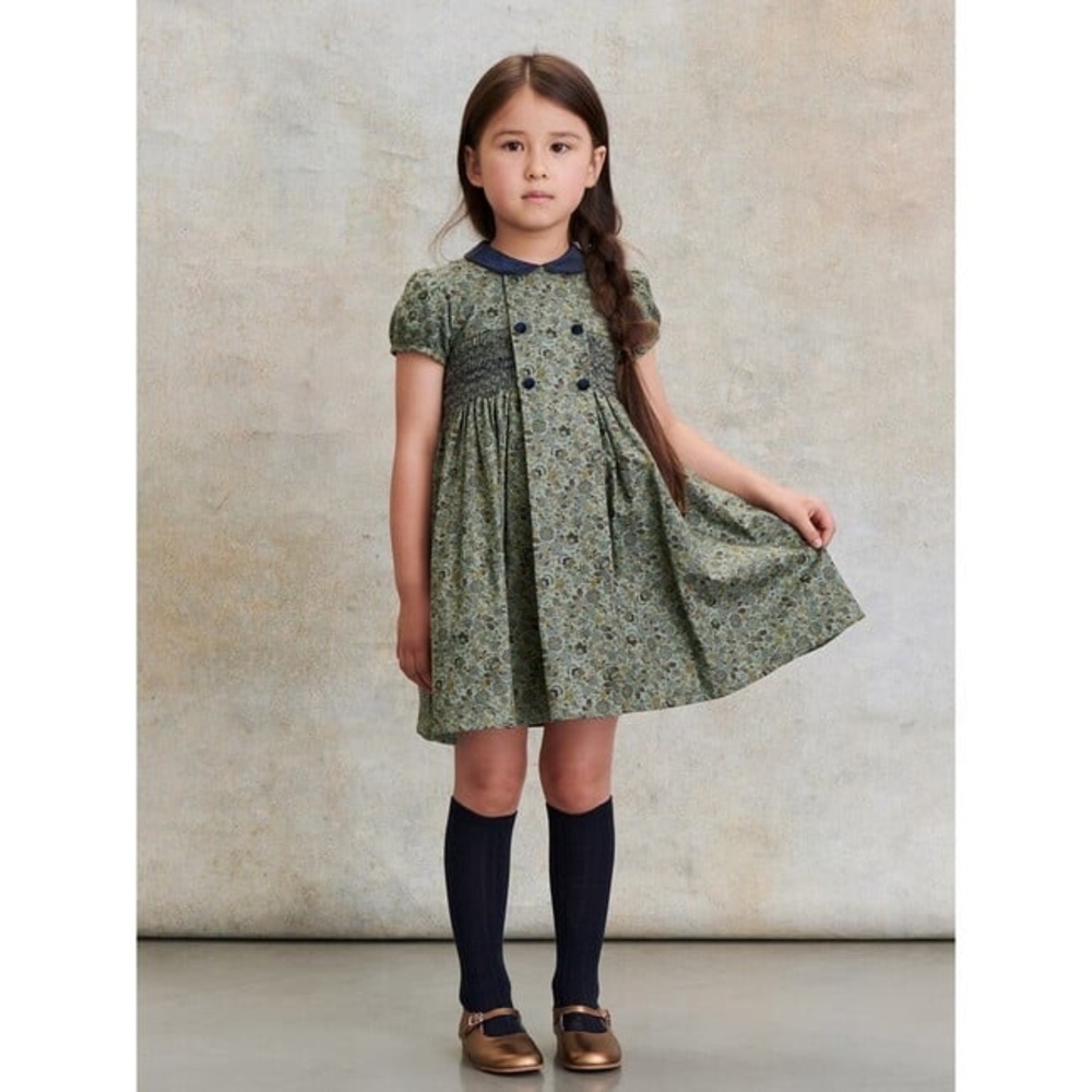 La Coqueta Arcadia Smock Floral Dress, green. EUC 3T